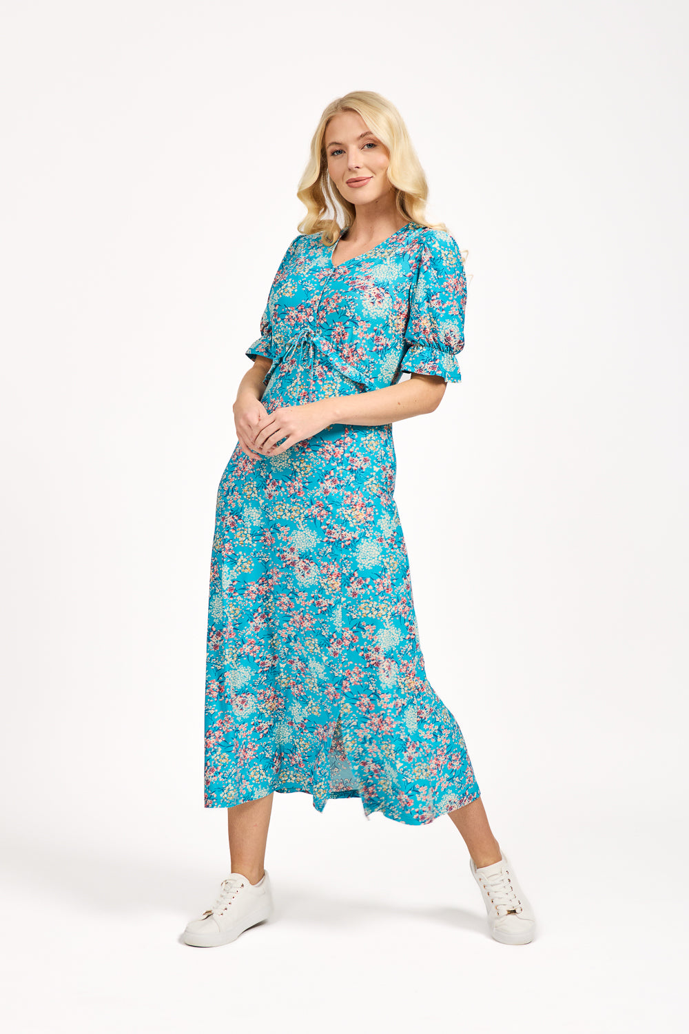 Ditsy Print Tie Front Dress