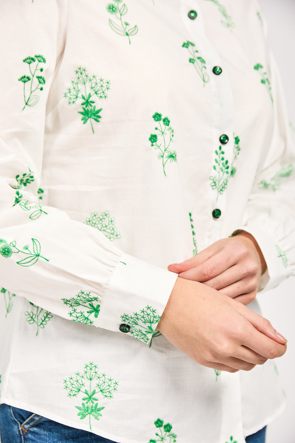 Embroidered Floral Cotton Shirt