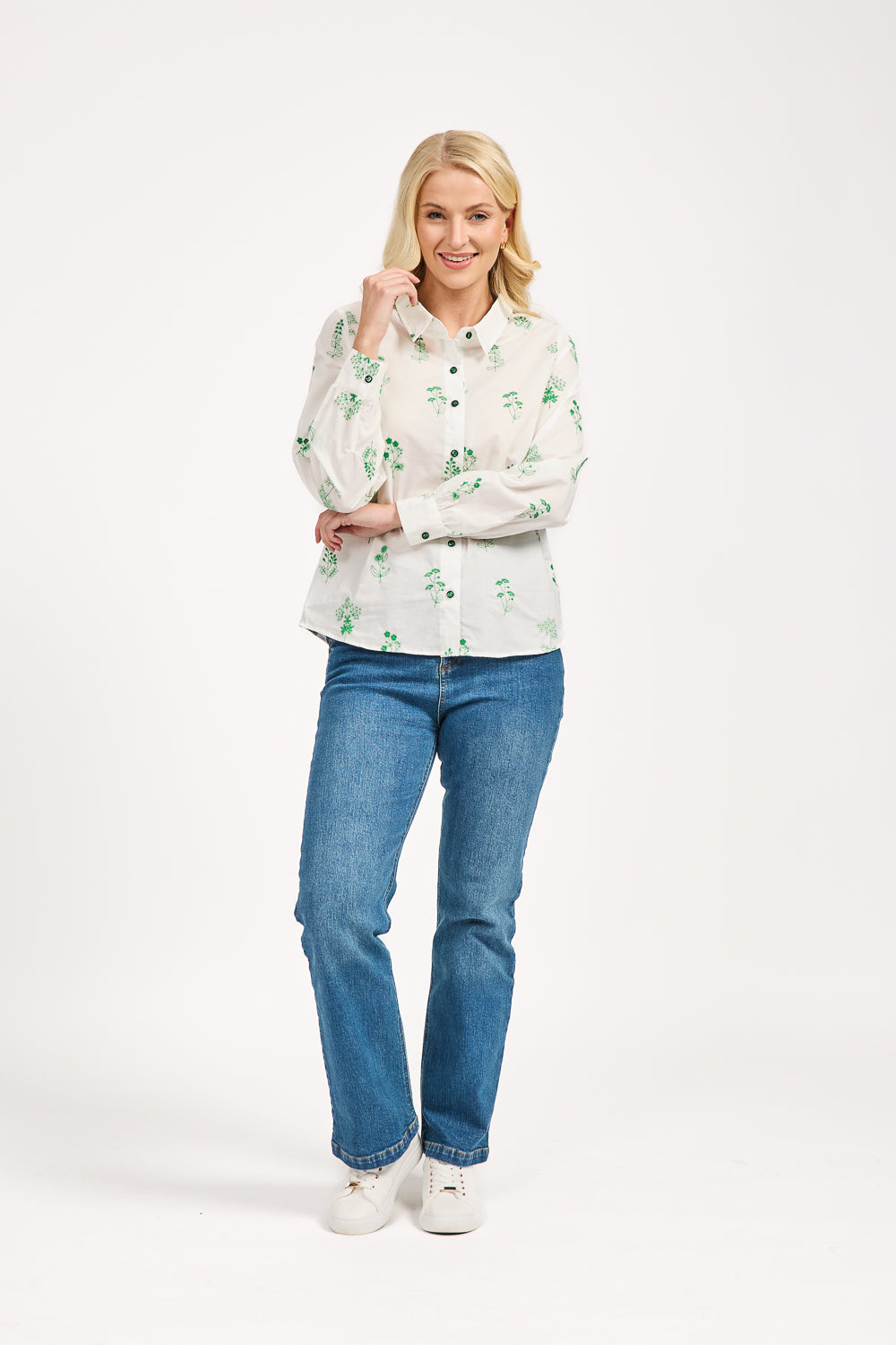 Embroidered Floral Cotton Shirt