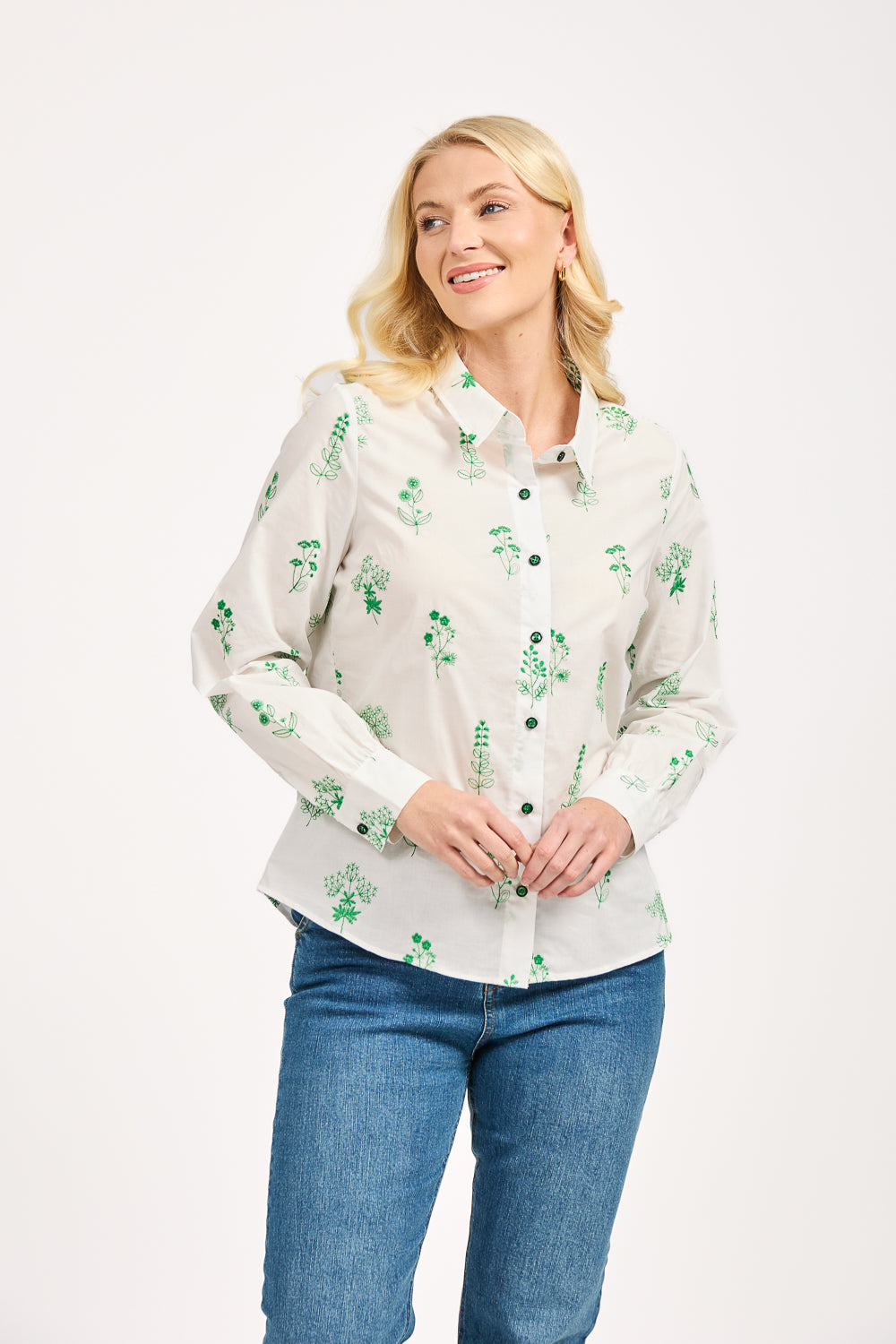 Embroidered Floral Cotton Shirt
