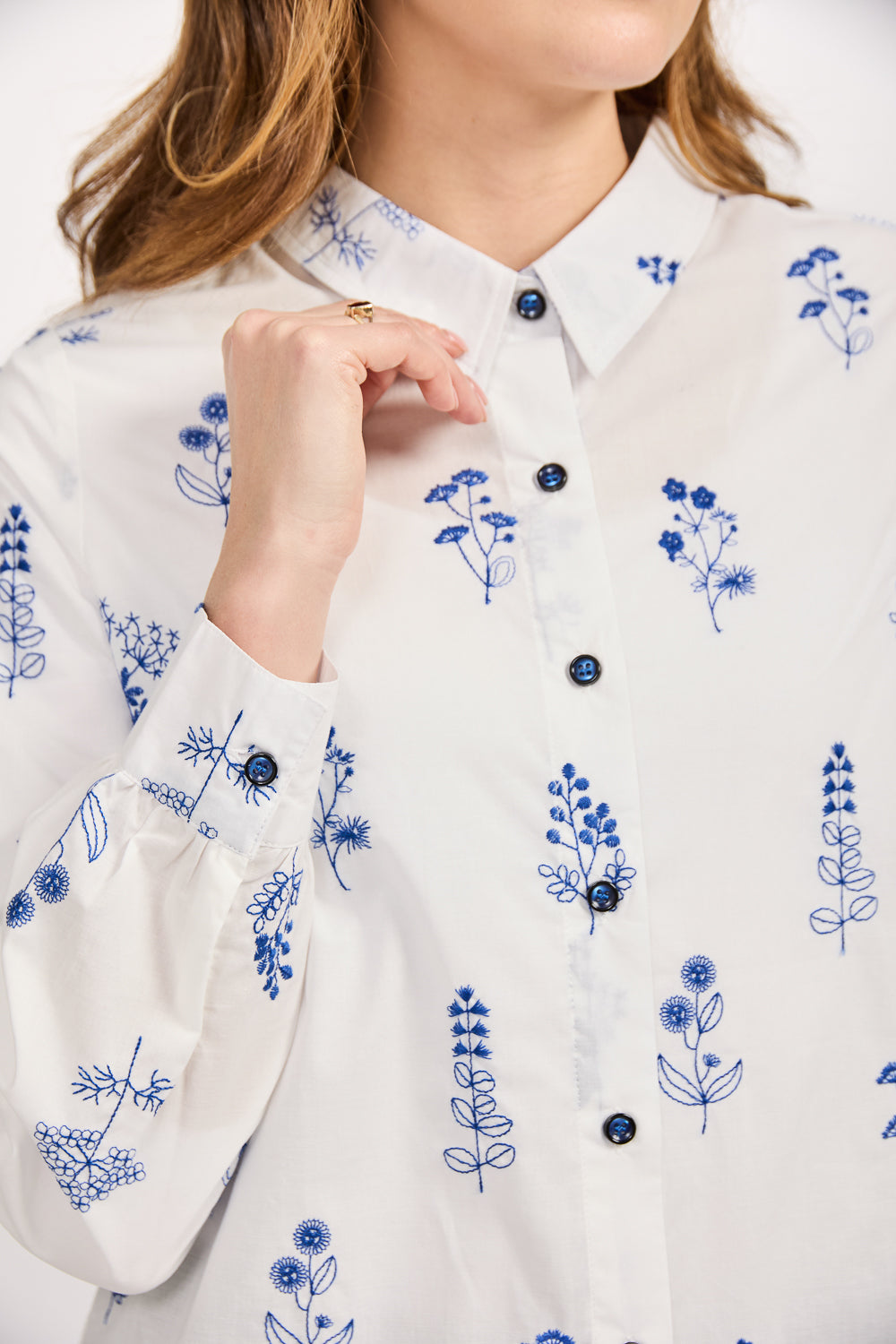 Embroidered Floral Cotton Shirt