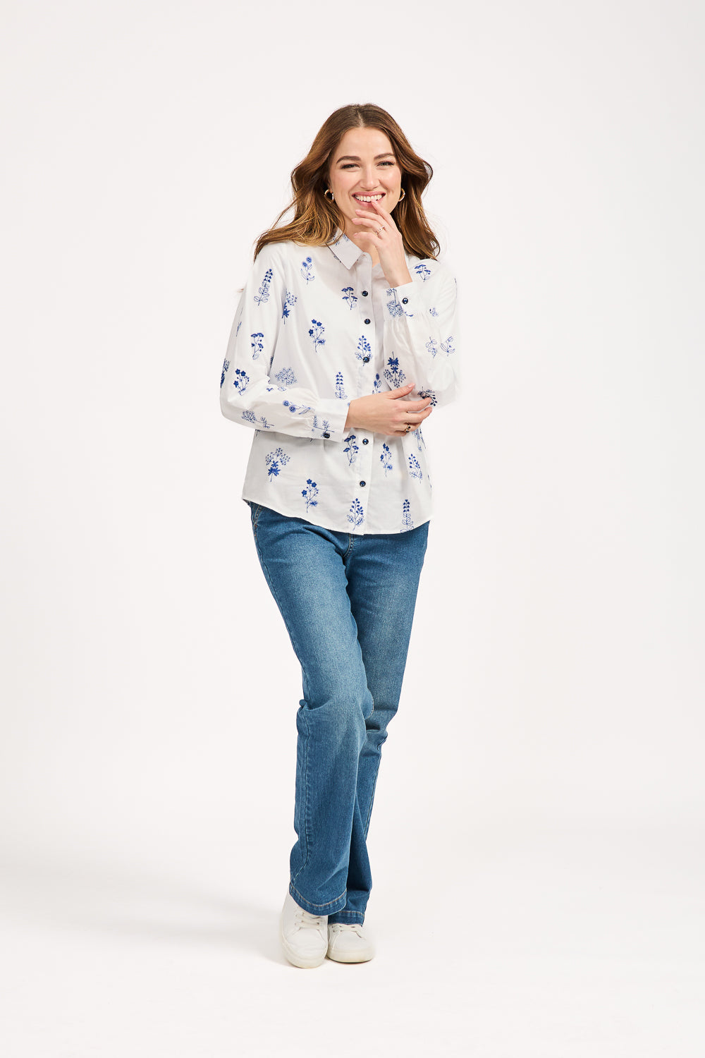 Embroidered Floral Cotton Shirt