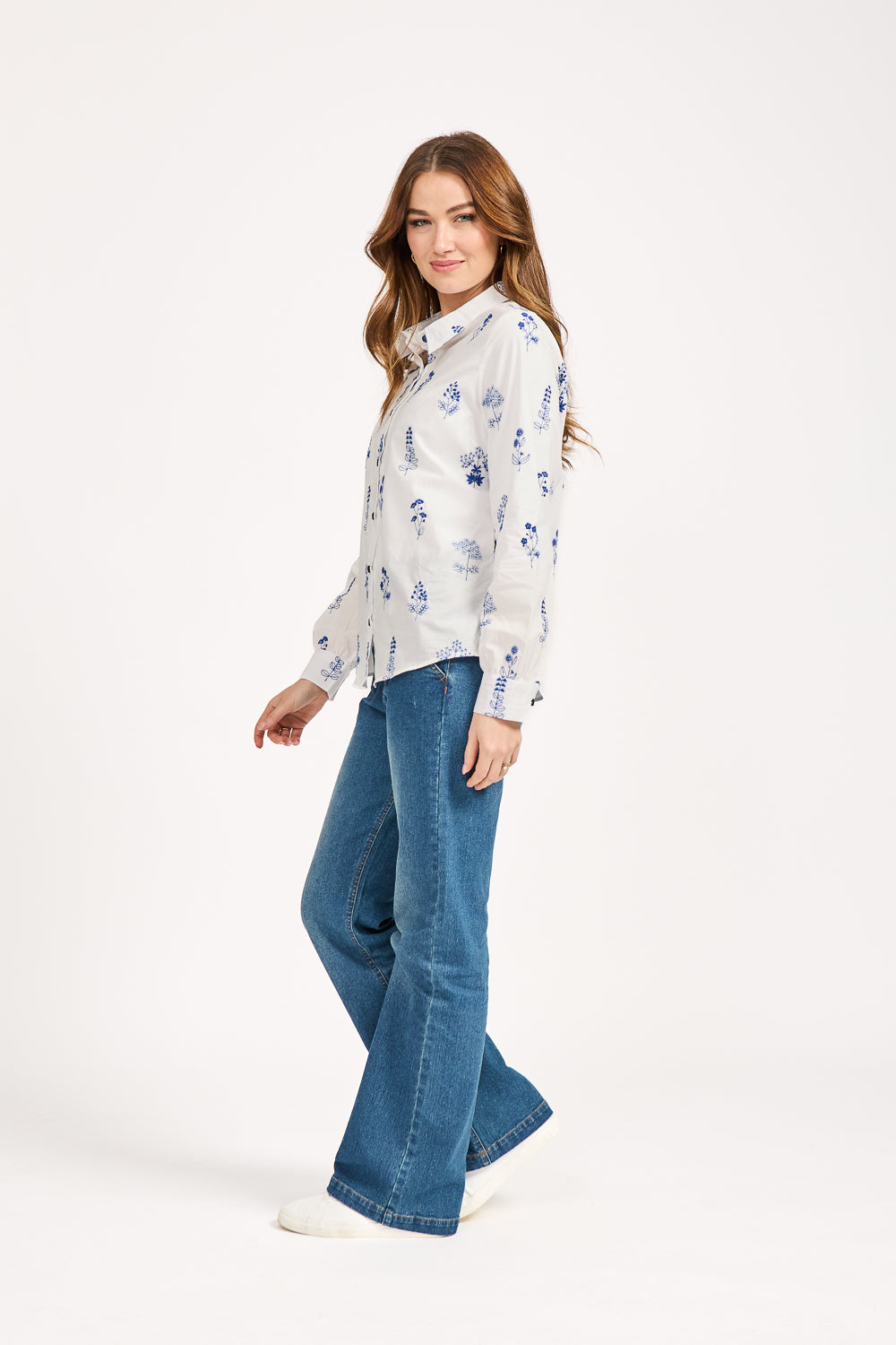 Embroidered Floral Cotton Shirt