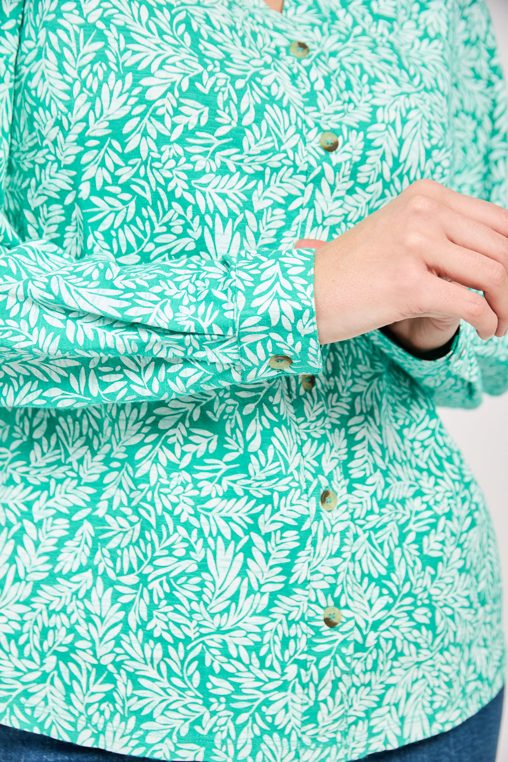 Leaf Print Cotton Shirt