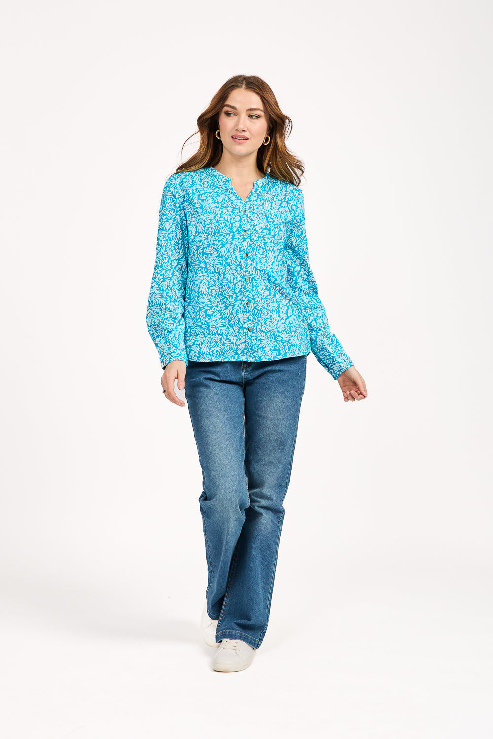 Leaf Print Cotton Shirt