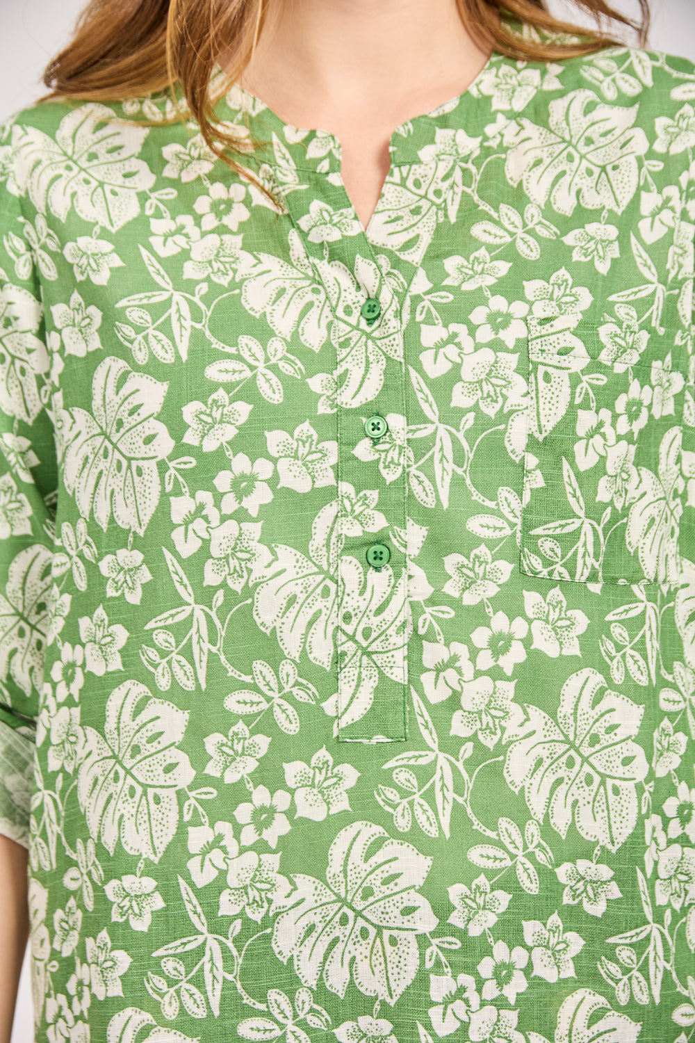 Leaf Print Cotton Shirt