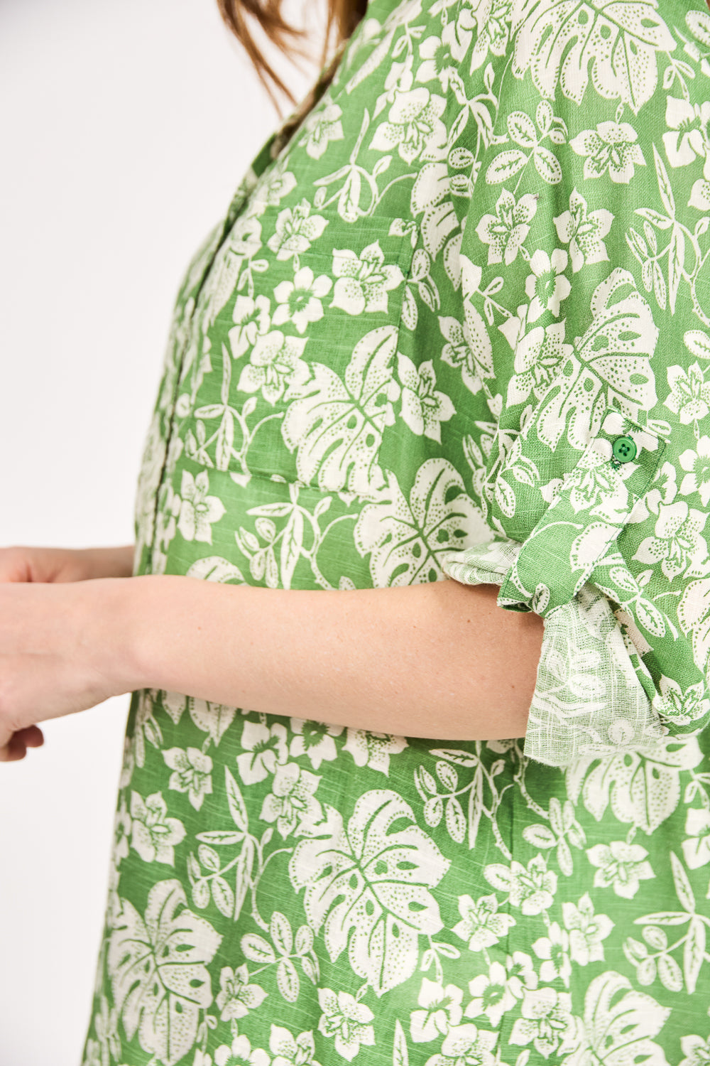 Leaf Print Cotton Shirt
