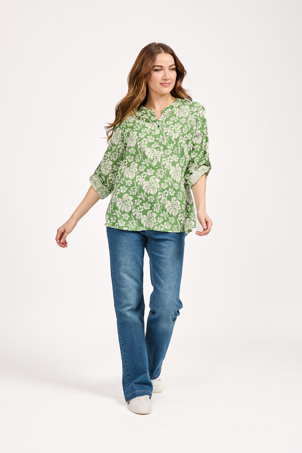 Leaf Print Cotton Shirt