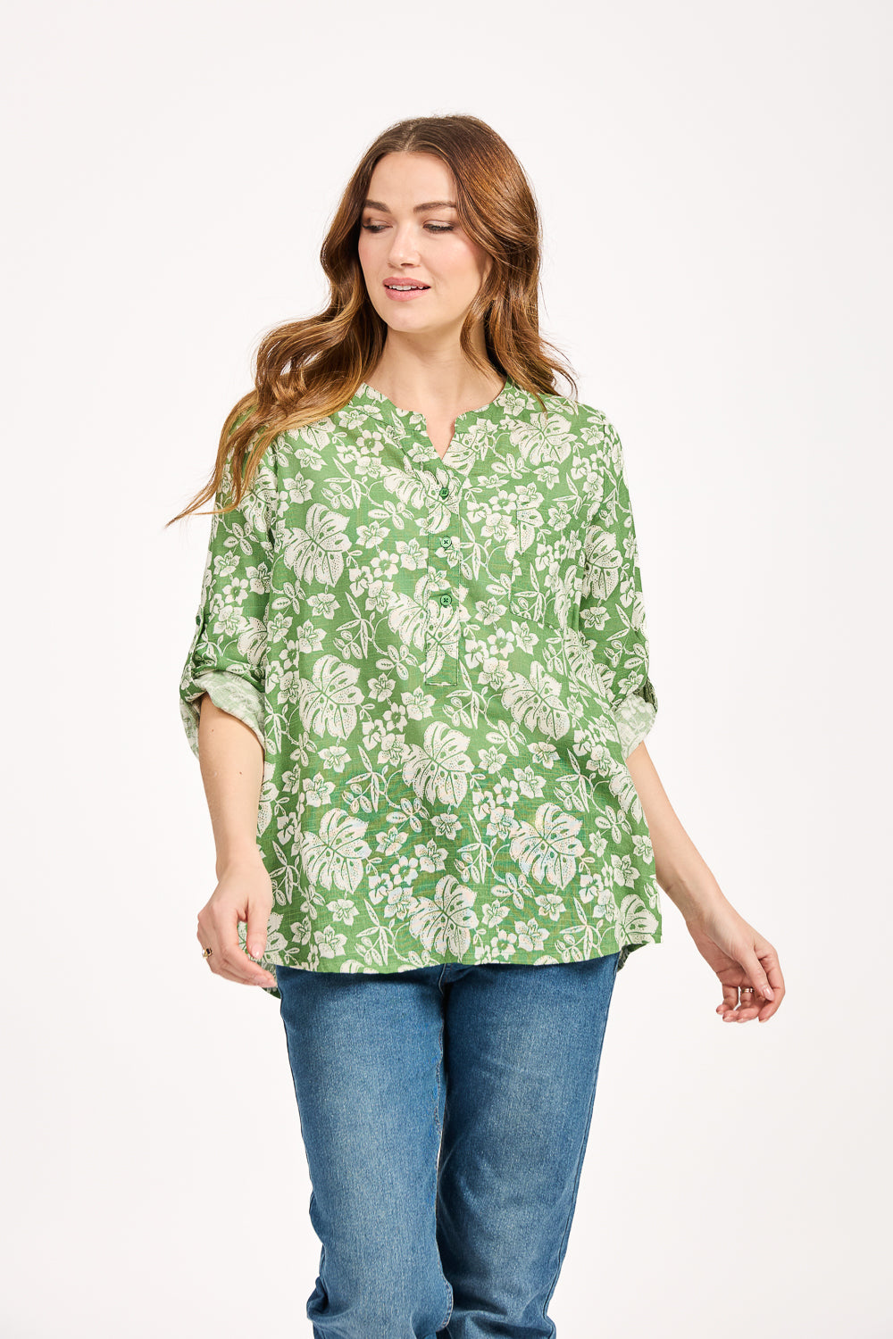 Leaf Print Cotton Shirt