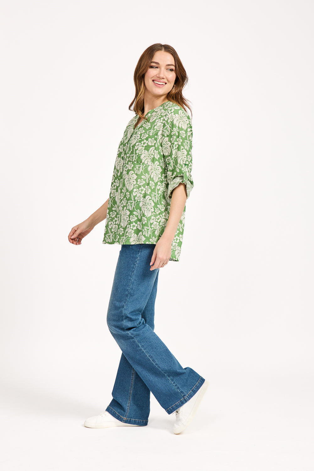 Leaf Print Cotton Shirt