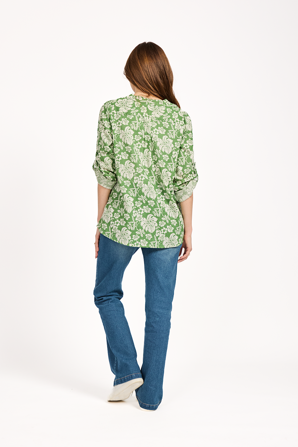 Leaf Print Cotton Shirt