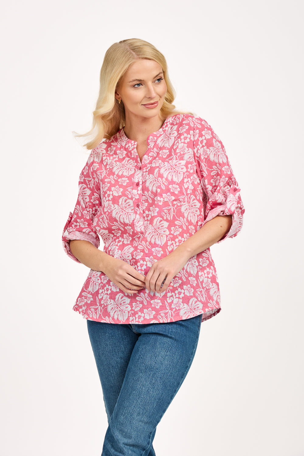 Leaf Print Cotton Shirt