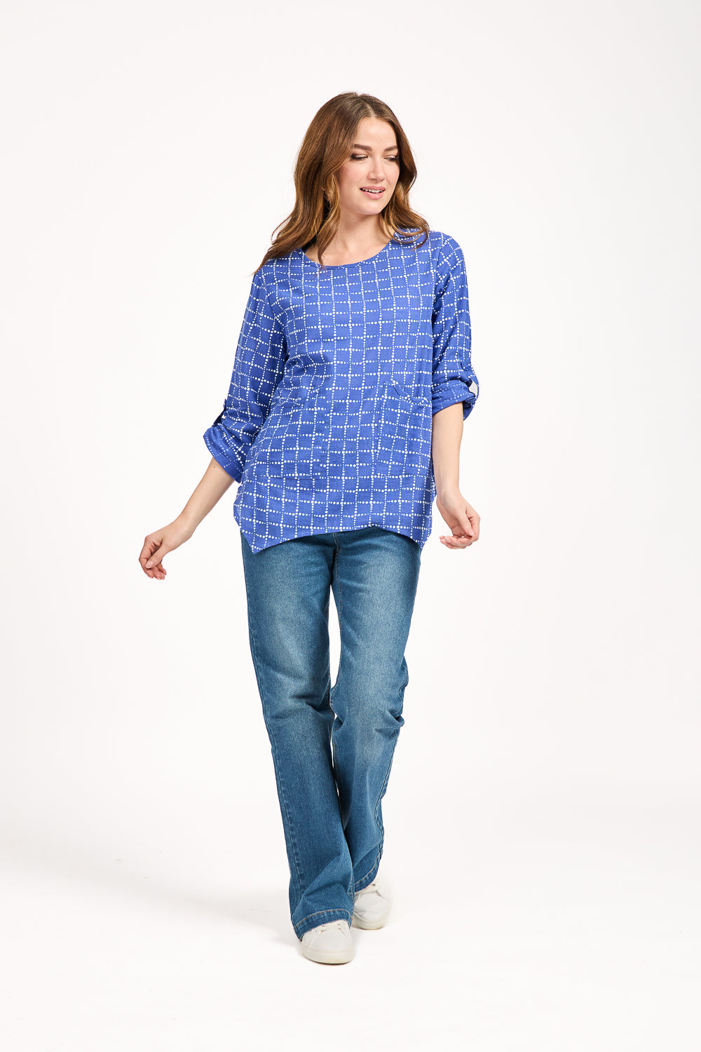 Dotted Check Print Top