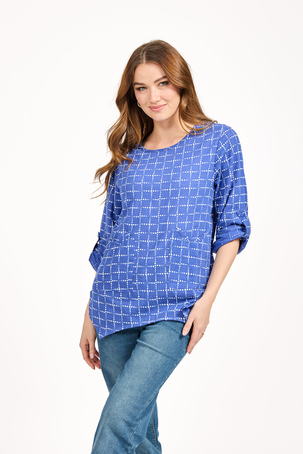 Dotted Check Print Top