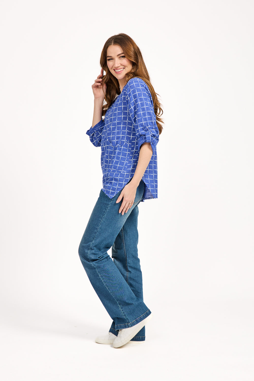 Dotted Check Print Top