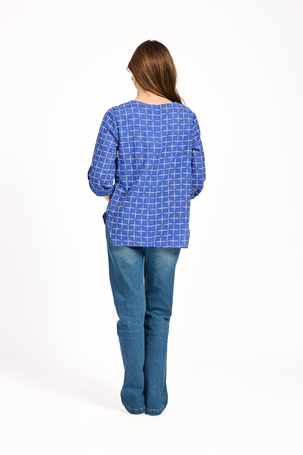 Dotted Check Print Top