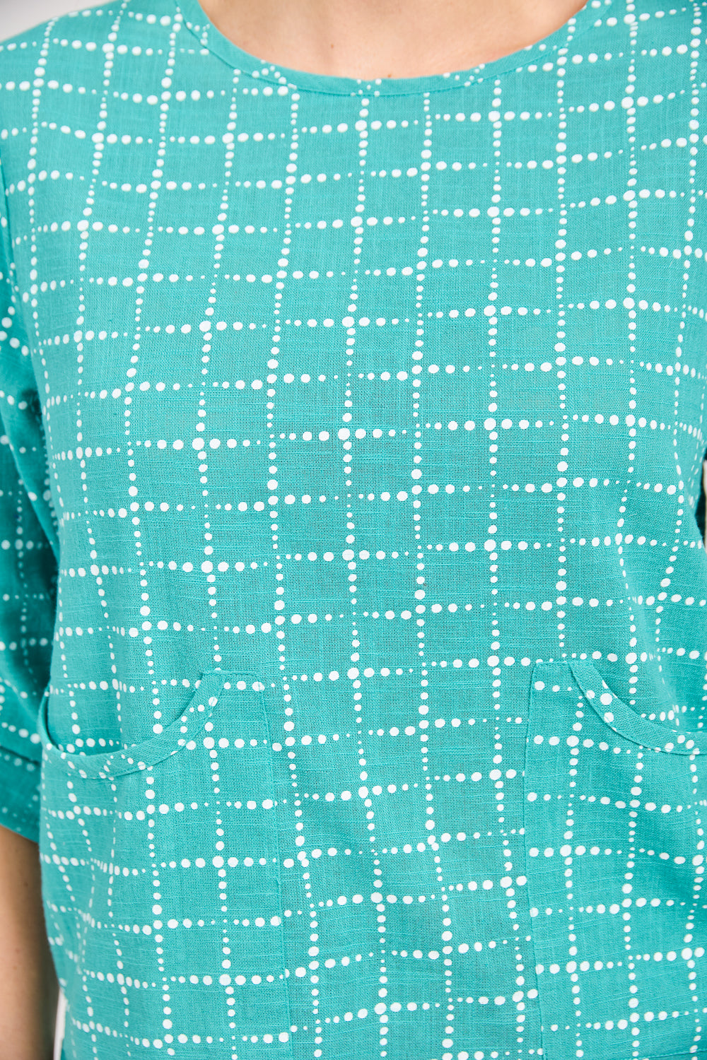 Dotted Check Print Top