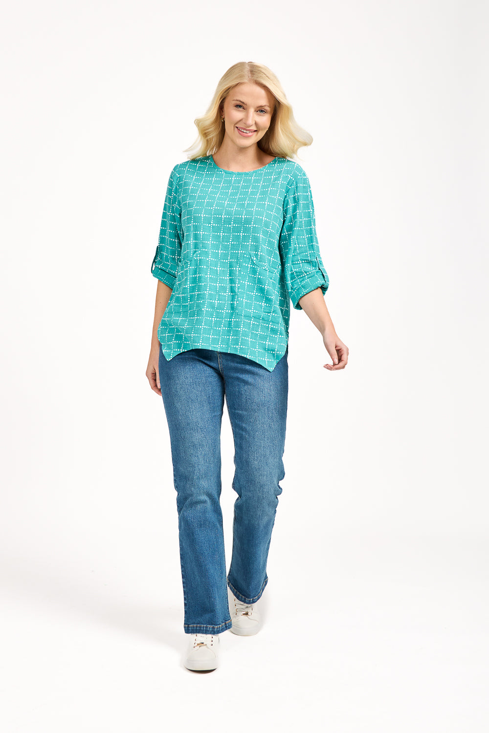 Dotted Check Print Top