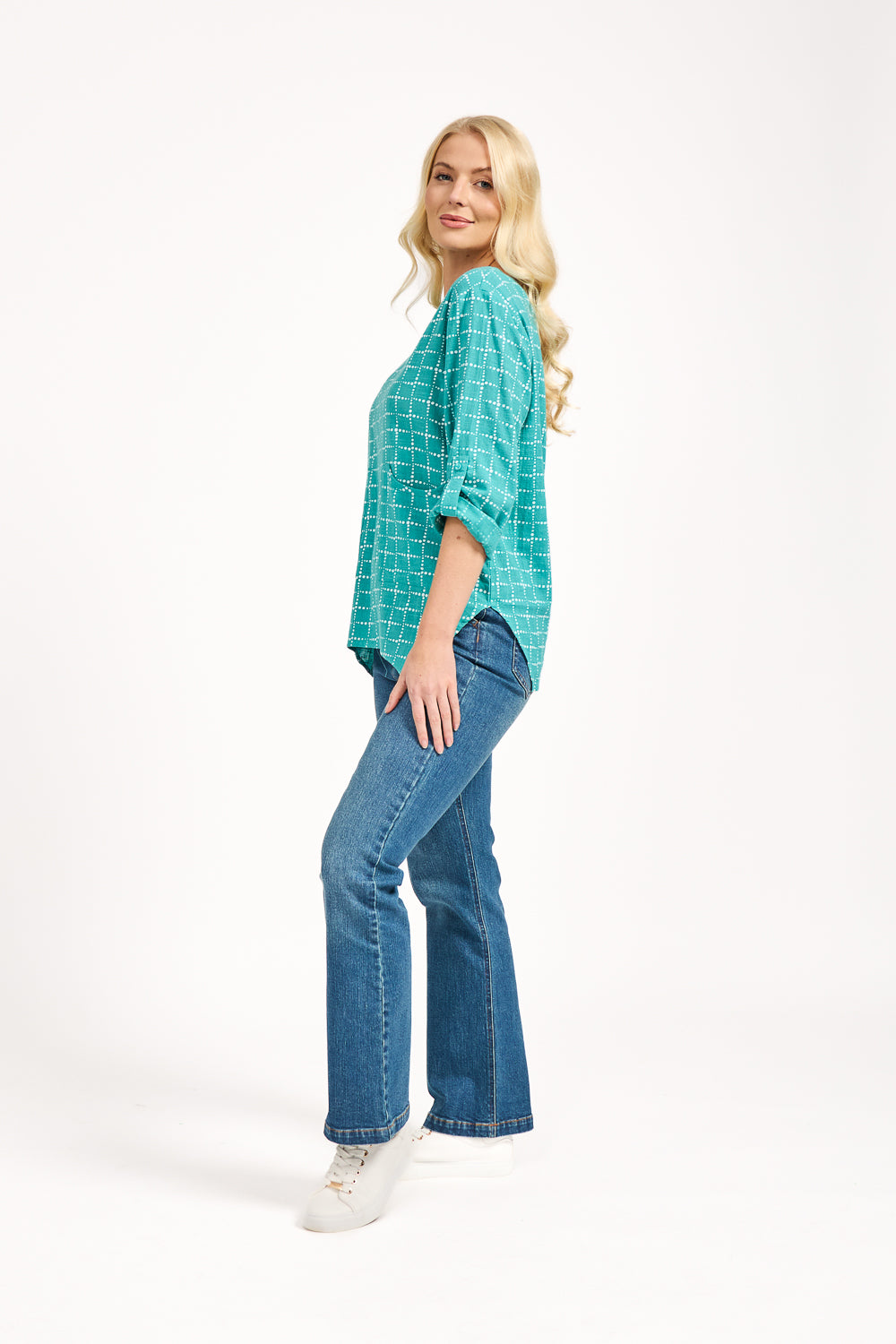 Dotted Check Print Top