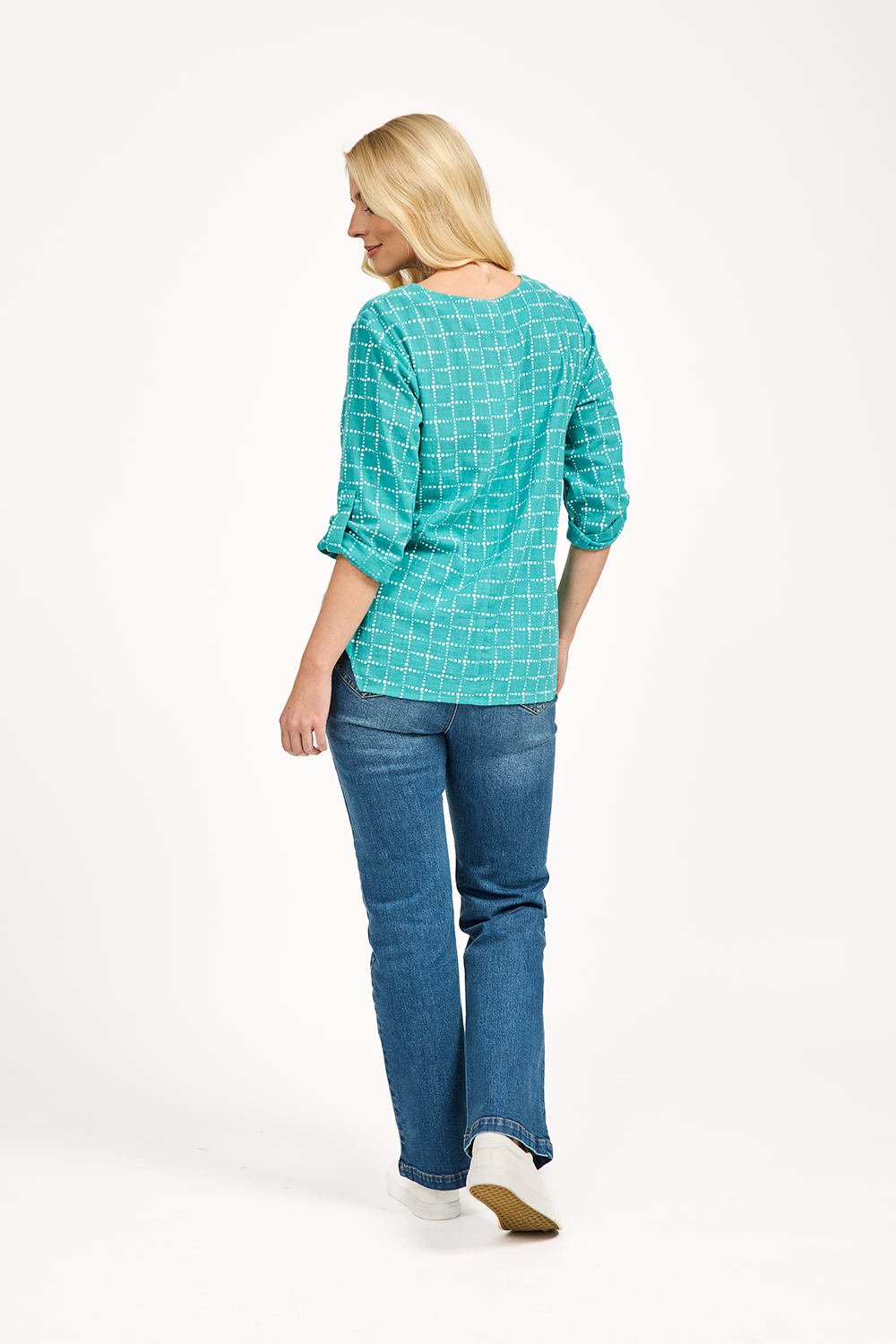 Dotted Check Print Top