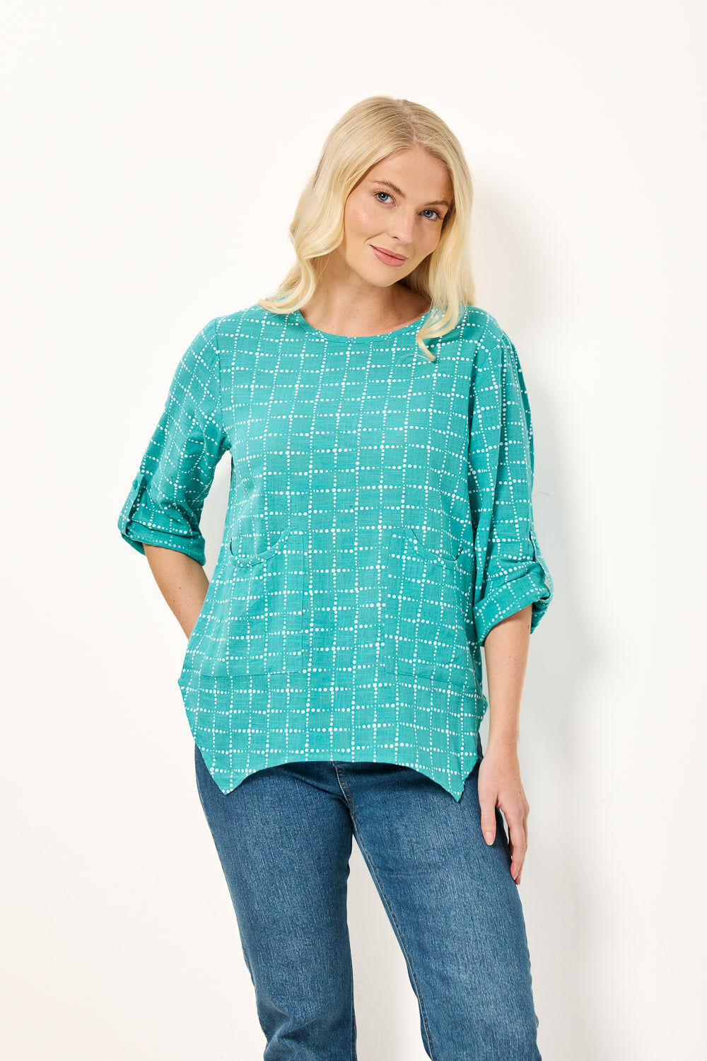Dotted Check Print Top