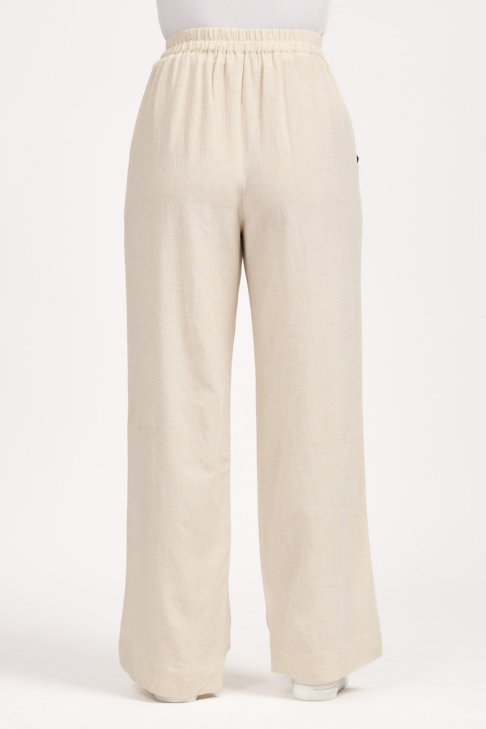 Linen Blend Blanket Stitch Wide Leg Trousers