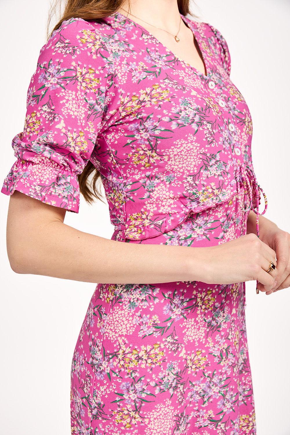 Ditsy Print Tie Front Dress