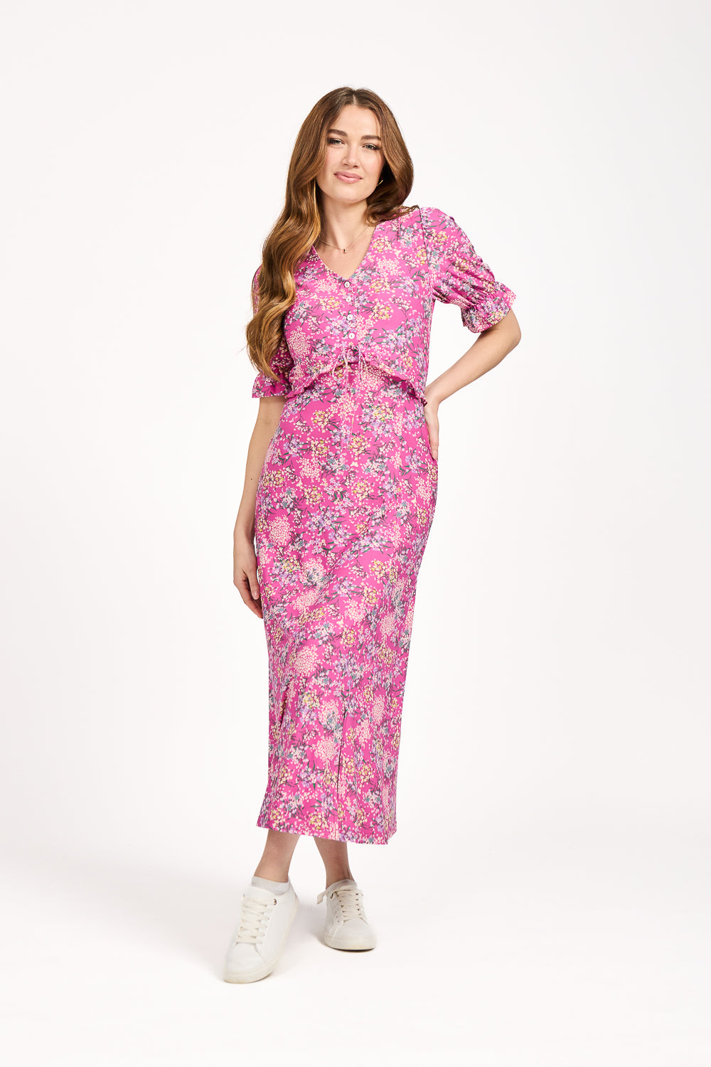 Ditsy Print Tie Front Dress