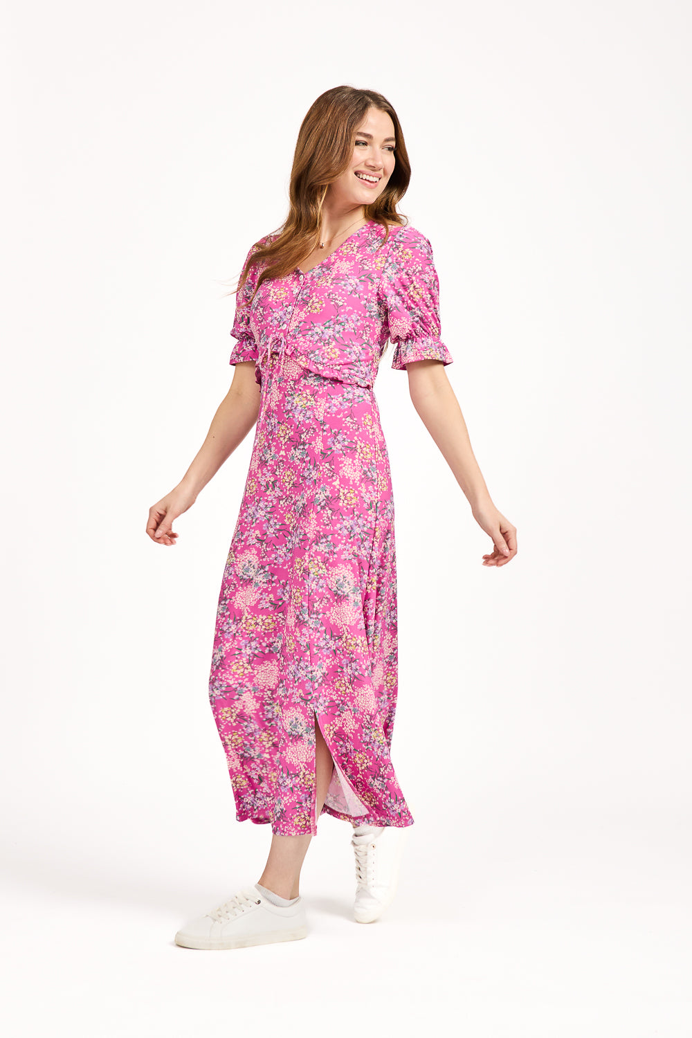 Ditsy Print Tie Front Dress