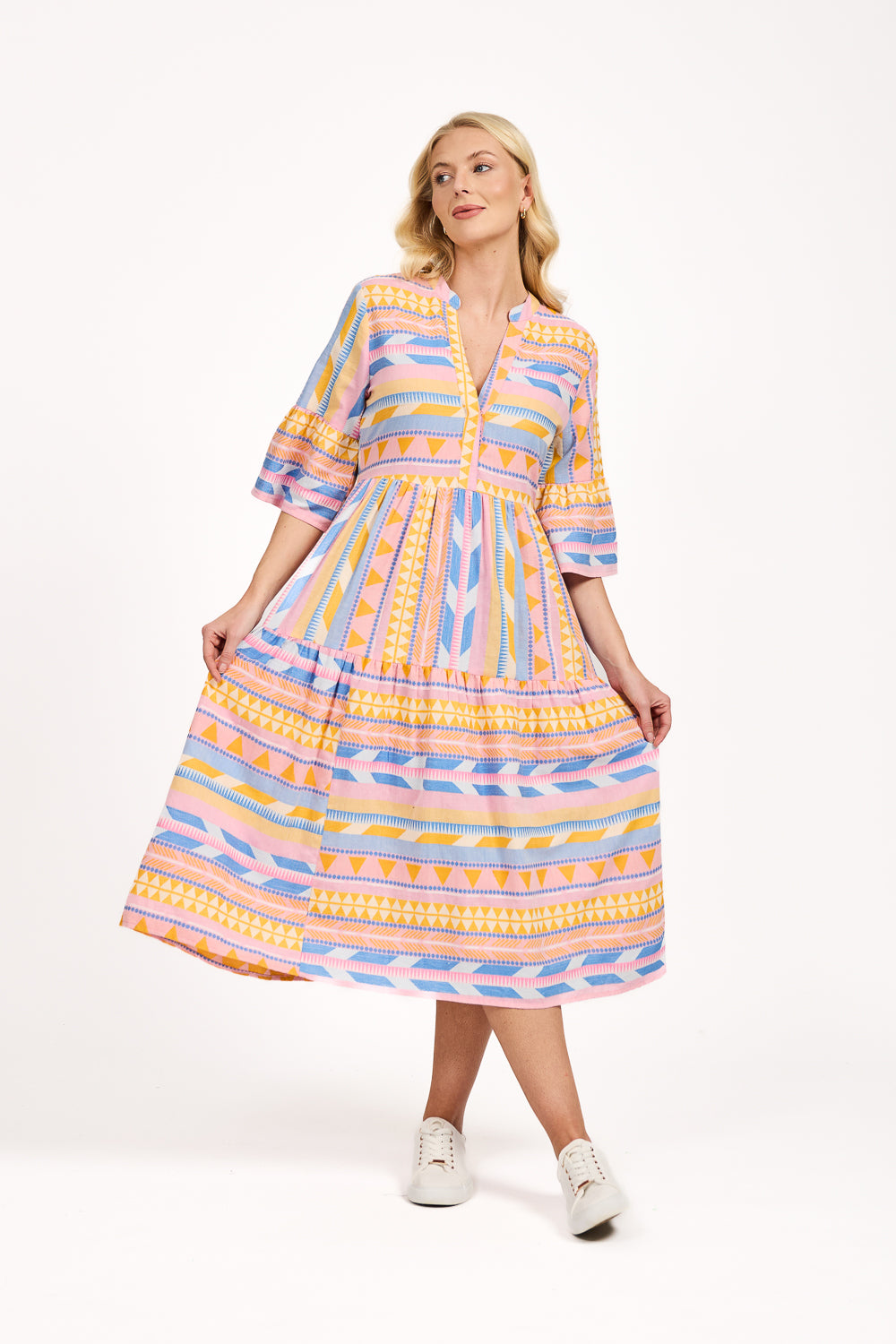 Aztec Print Midi Dress