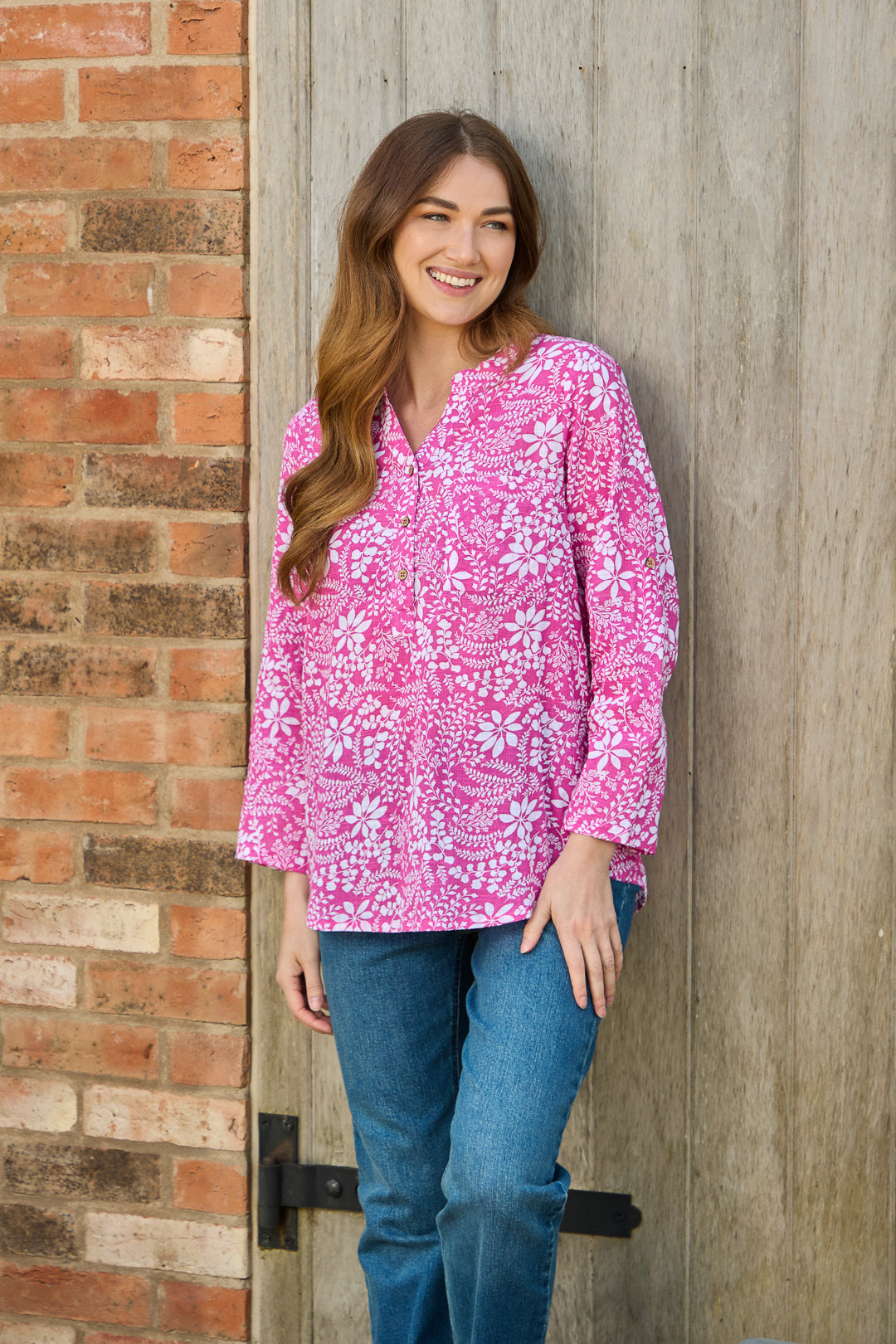 Leaf Print Cotton Shirt