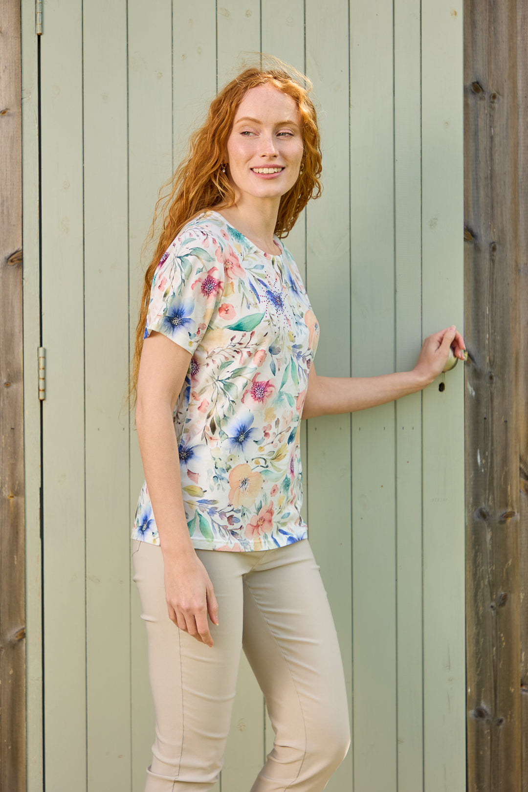 Floral Print Water-Colour Effect Top