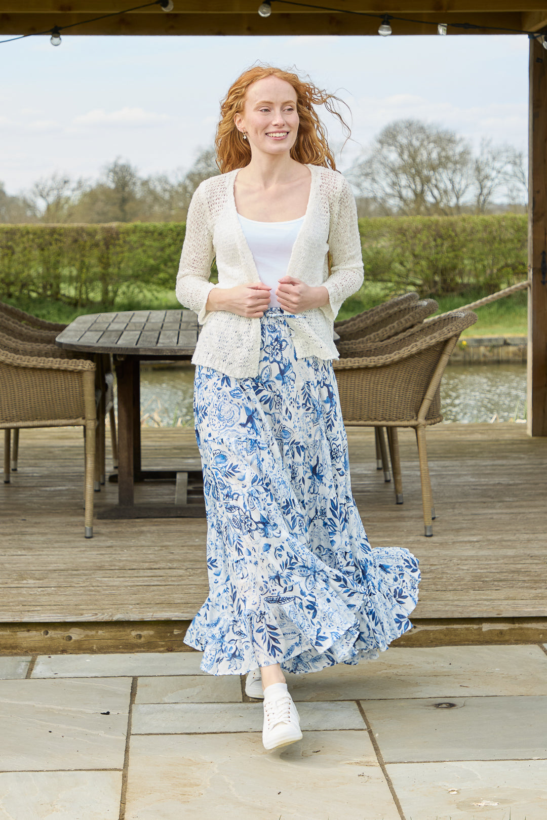 Floral Print Tiered Maxi Skirt