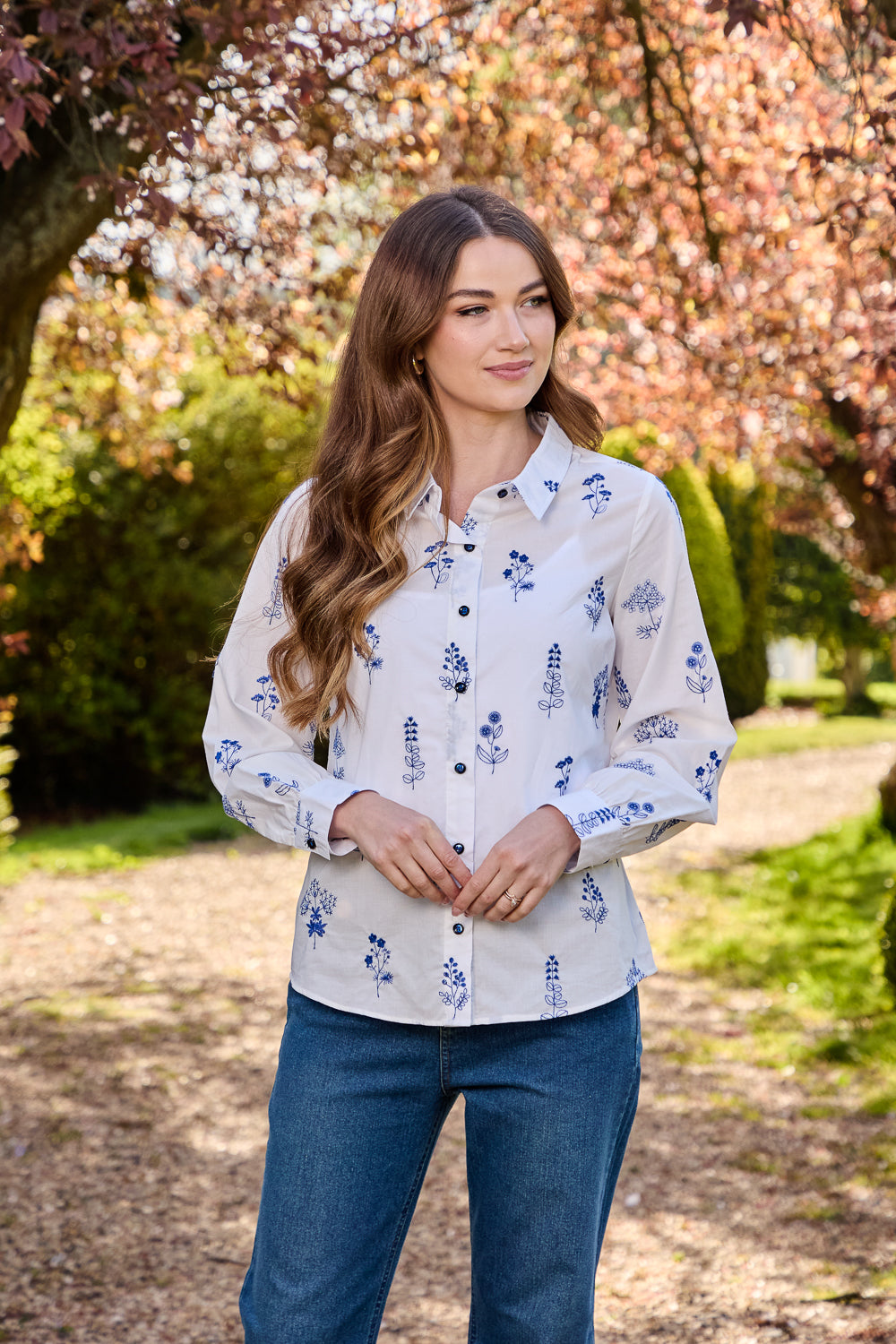 Embroidered Floral Cotton Shirt