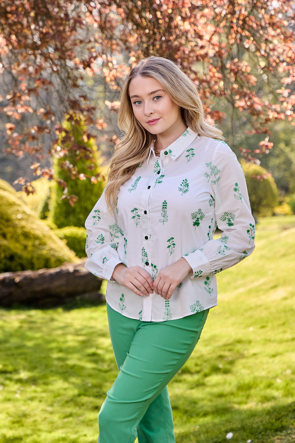 Embroidered Floral Cotton Shirt
