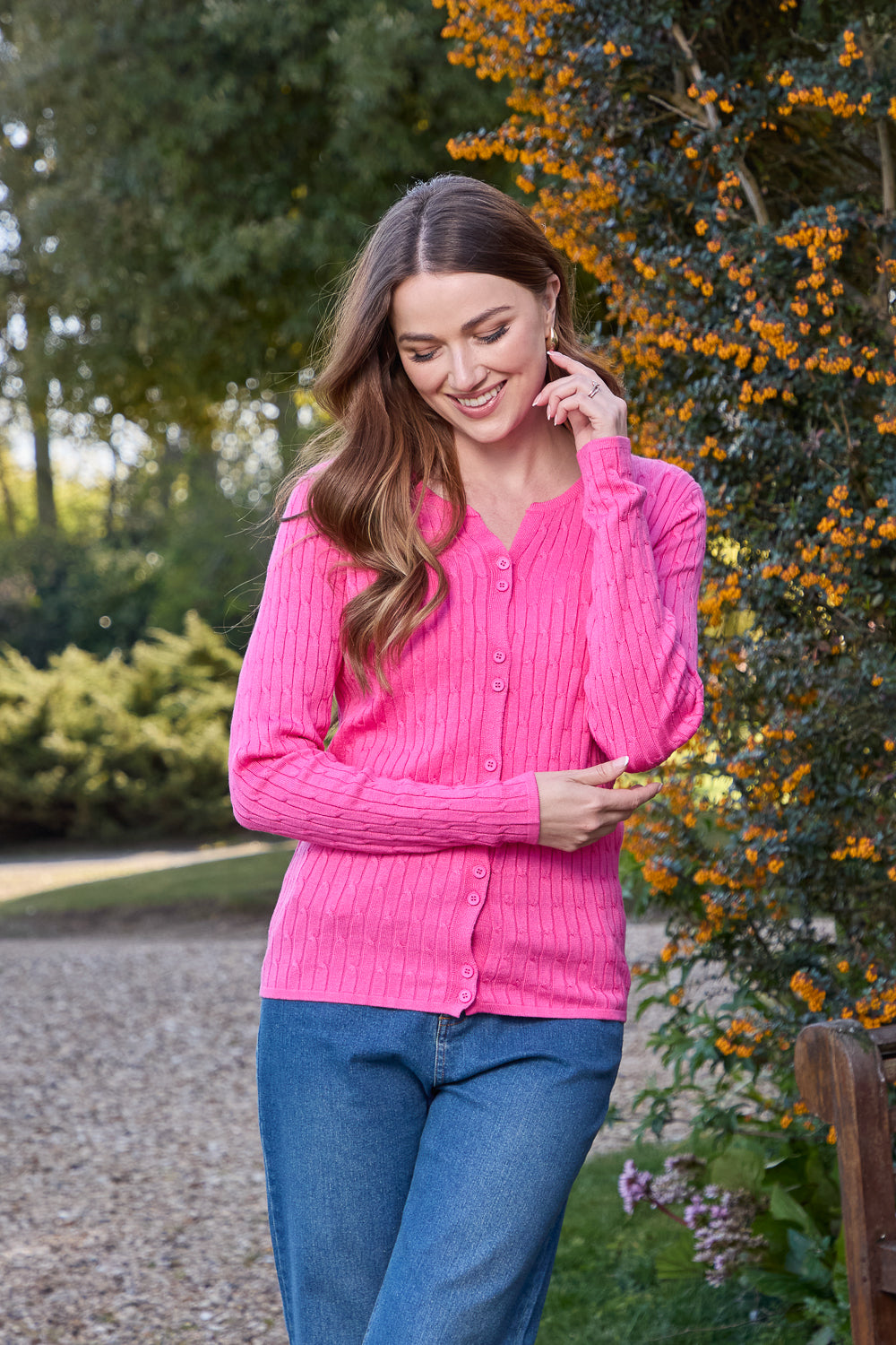 Cable-Knit Button Cardigan