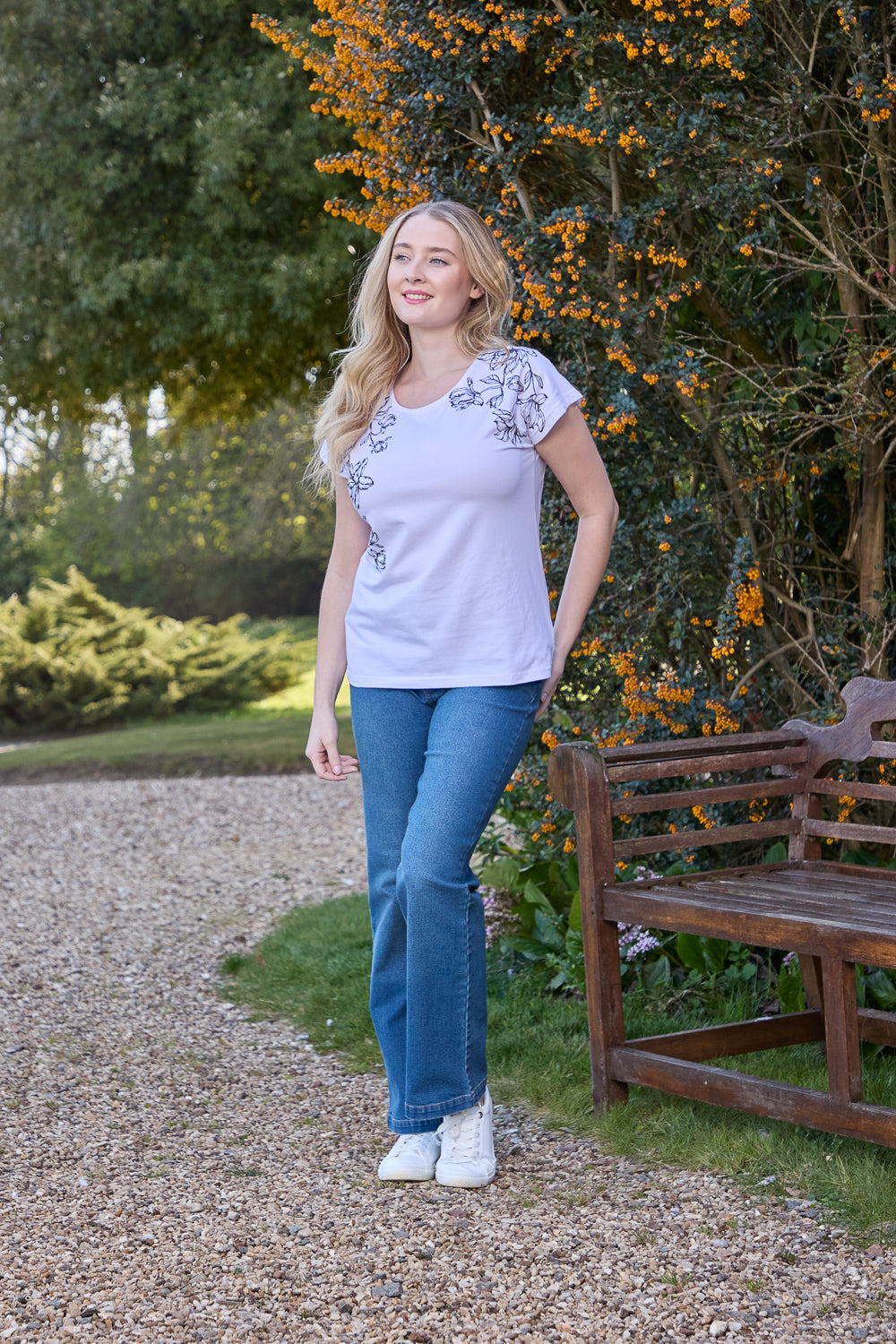 Embellished Glitter Leaf Print Top