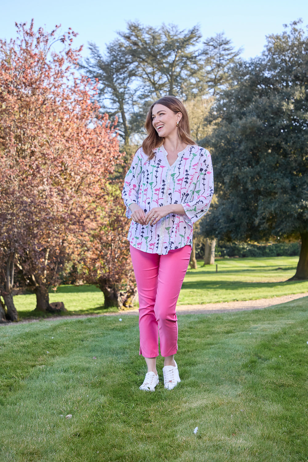 Floral Sequin Printed Cotton Shirt