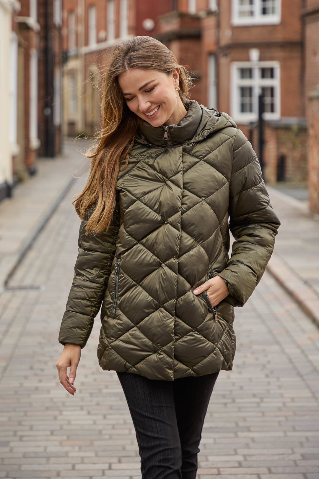 Diamond Quilted Jacket With Adjustable Hood