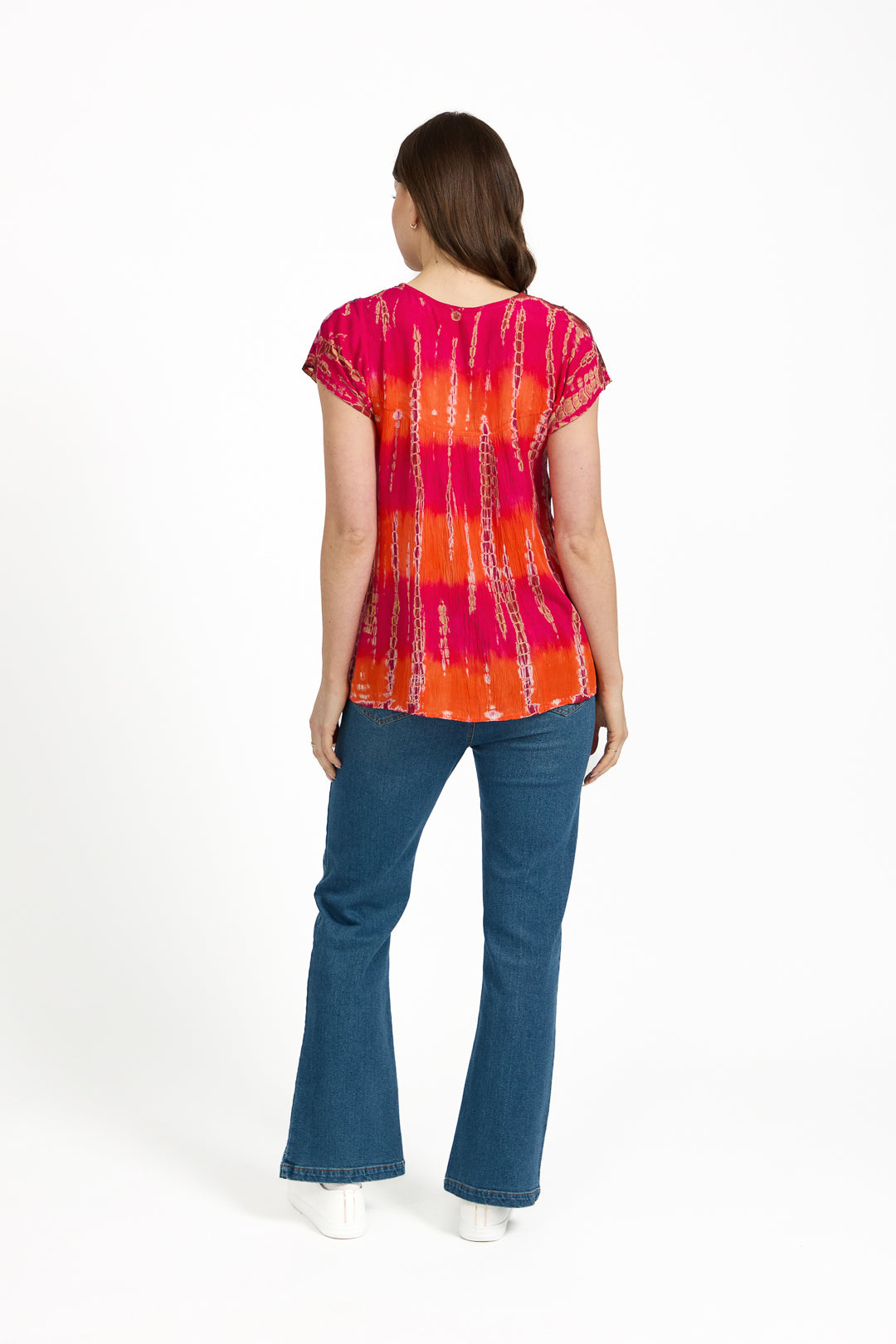 Batik Floral Embellished Tie Dye Top