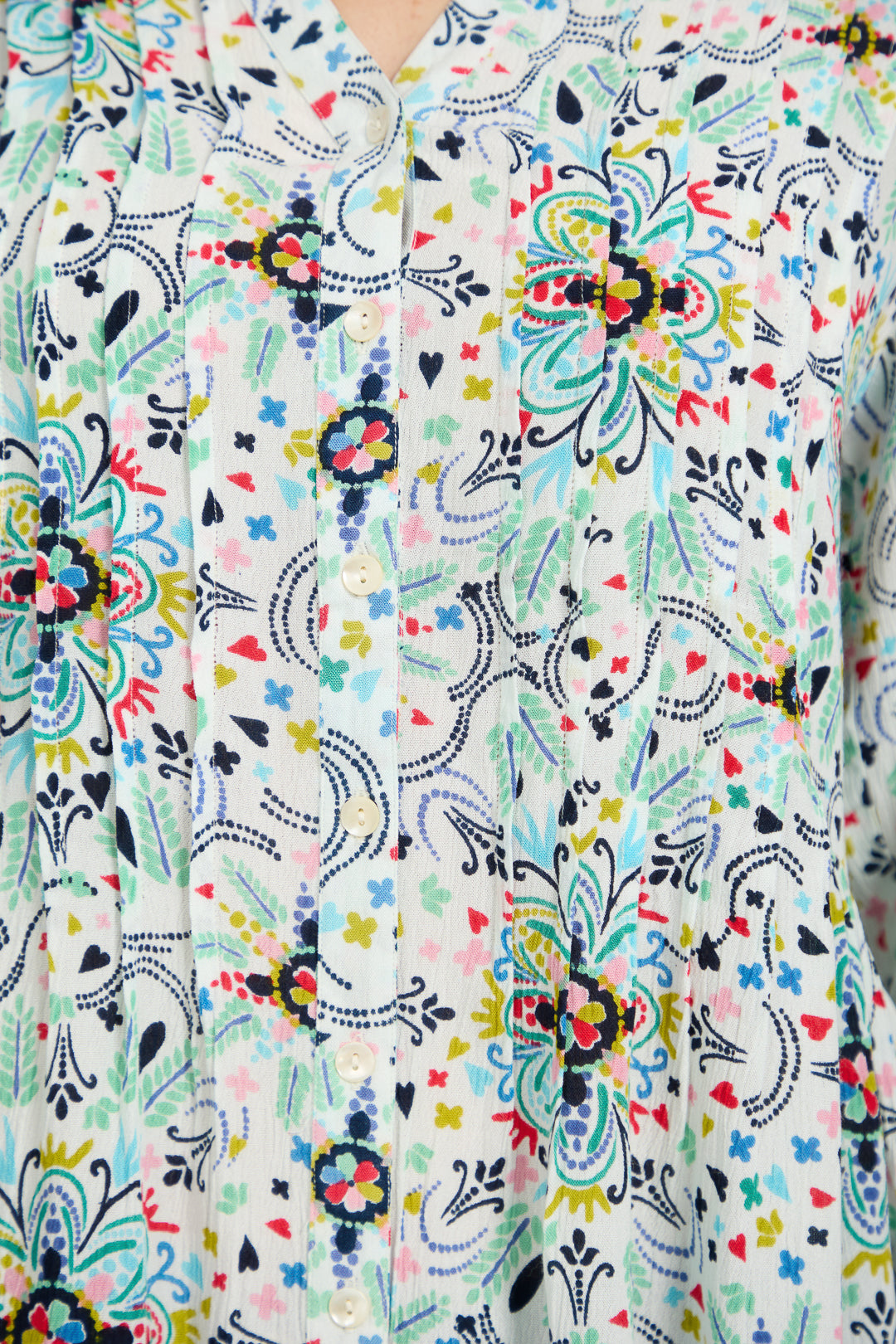Pintuck Floral Printed Shirt