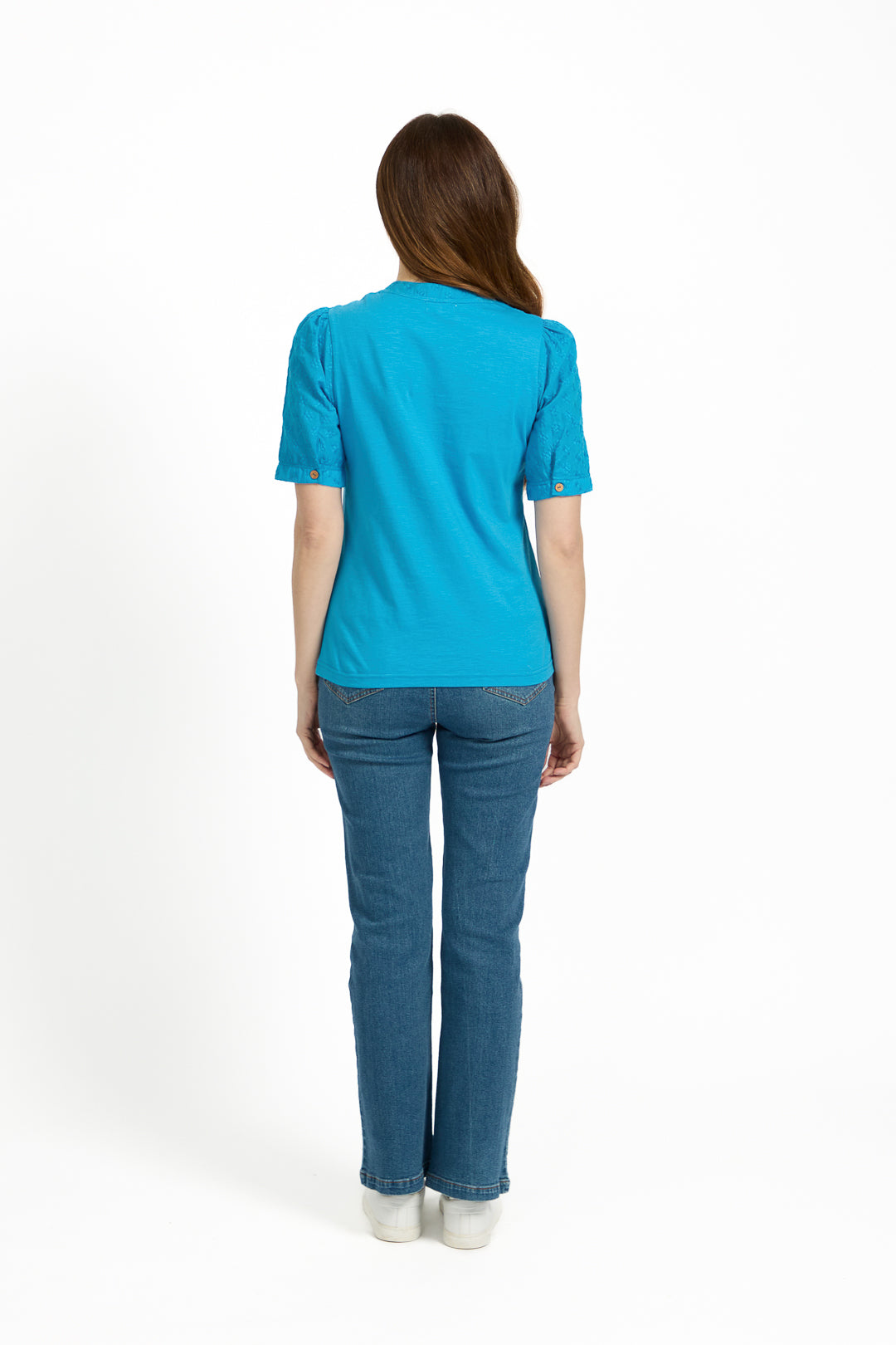 V-Neck Button-Up Floral Embroidery Top