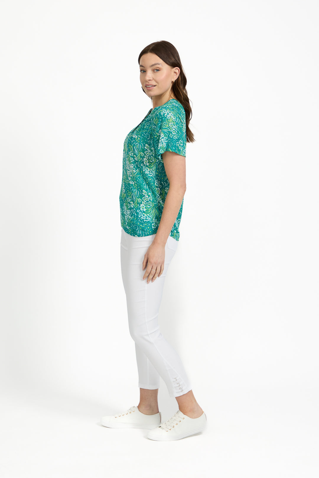 Floral Print Lightweight Shirred Bodice Top