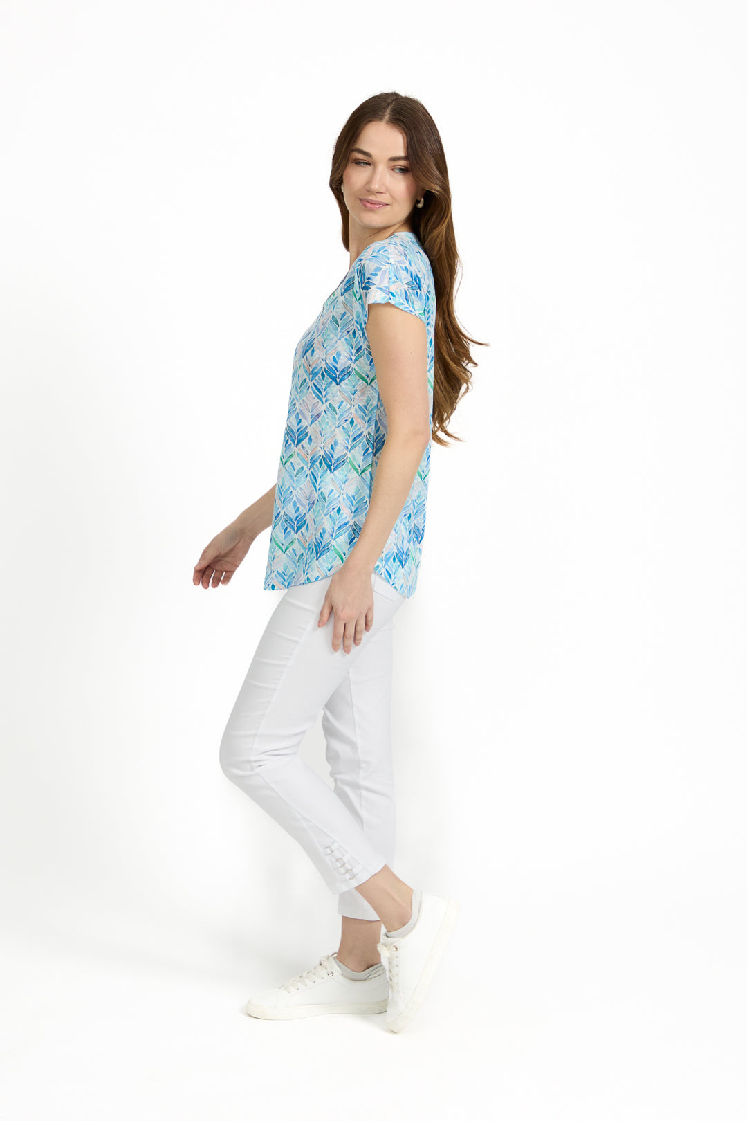 Leaf Print Multi Coloured Zip-Up Top