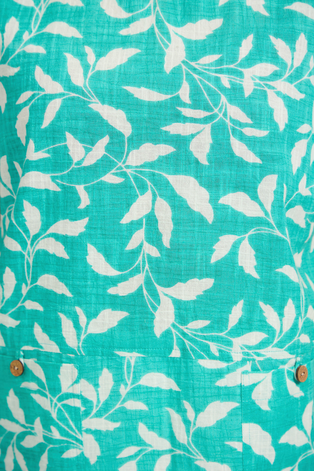 Leaf Print Ladder Trim Top