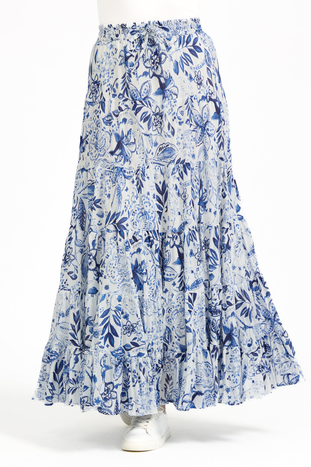 Floral Print Tiered Maxi Skirt