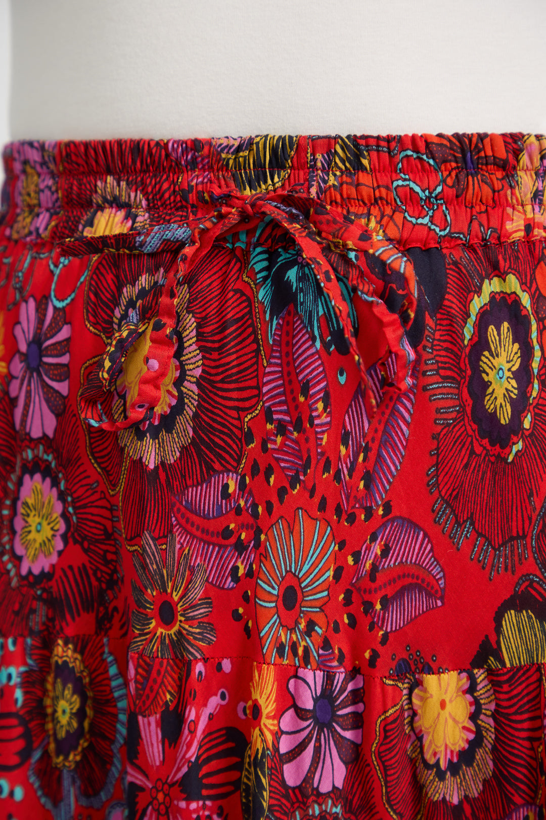 Flower Printed Tiered Maxi Skirt