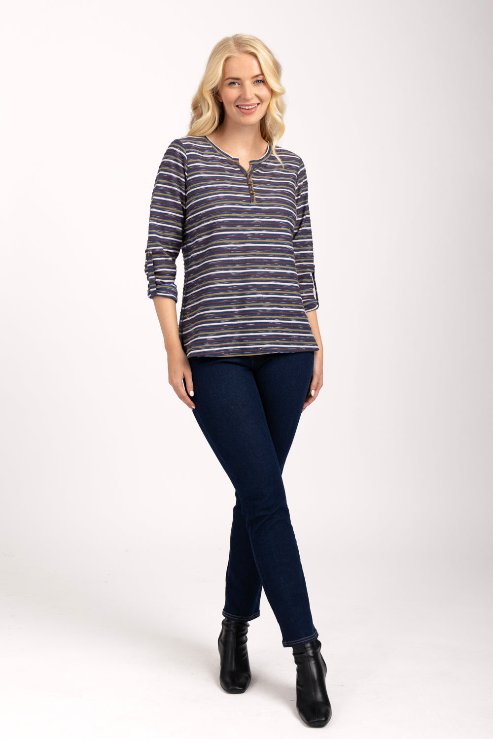 Stripe Notch Neck Top