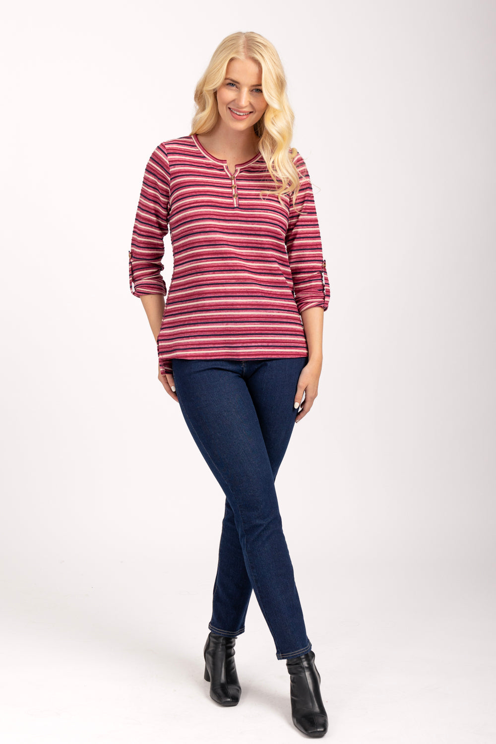 Stripe Notch Neck Top