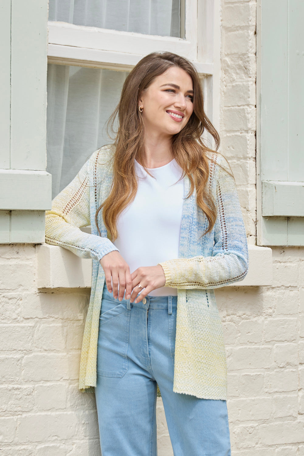 Space Dye Pointelle Cardigan